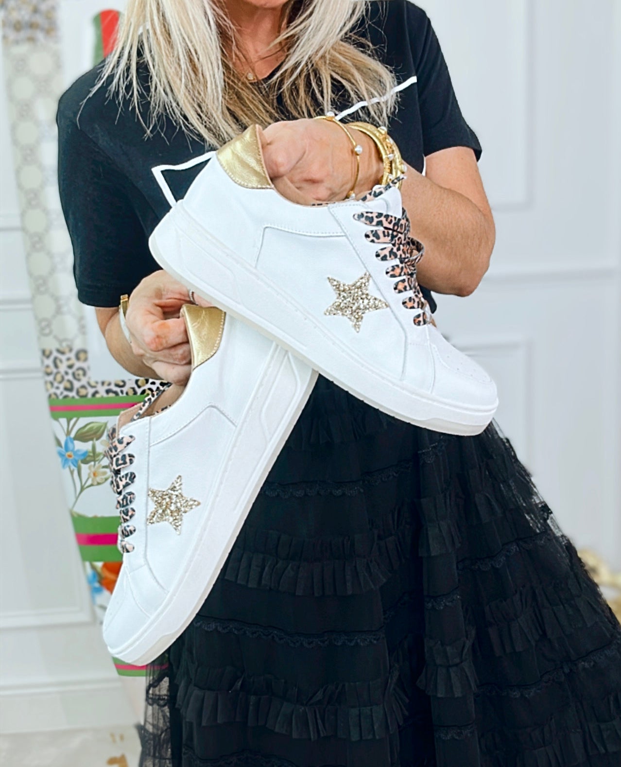 CB Wild Stars Lace Up Sneakers-250 Shoes-PMK Shoes-Coastal Bloom Boutique, find the trendiest versions of the popular styles and looks Located in Indialantic, FL