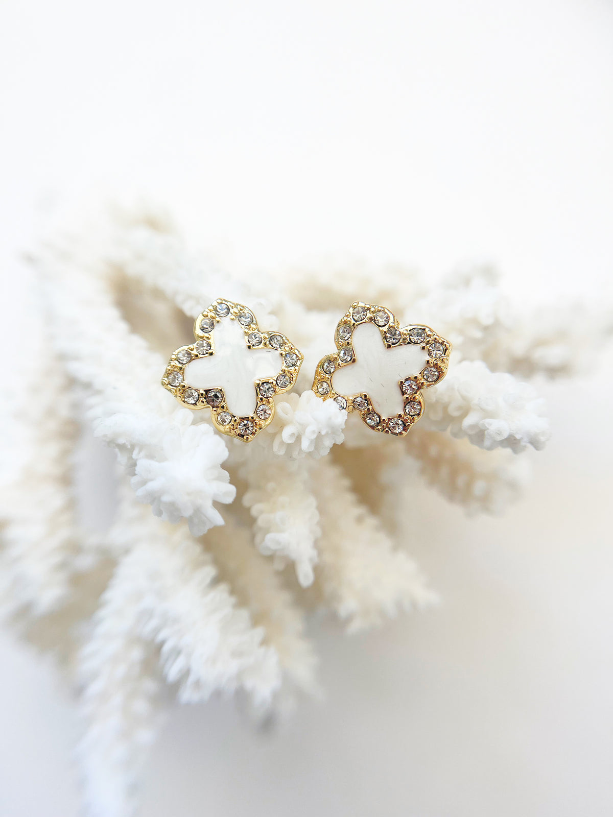 Mother of Pearl Clover Stud Earrings-230 Jewelry-NYC/Golden Stella-Coastal Bloom Boutique, find the trendiest versions of the popular styles and looks Located in Indialantic, FL
