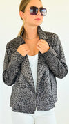 Spotted Vegan Suede Rider Jacket - Charcoal-160 Jackets-oddi-Coastal Bloom Boutique, find the trendiest versions of the popular styles and looks Located in Indialantic, FL