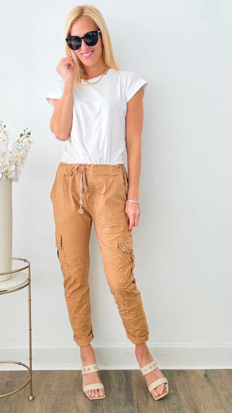 Cargo Italian Joggers - Camel-180 Joggers-Germany-Coastal Bloom Boutique, find the trendiest versions of the popular styles and looks Located in Indialantic, FL
