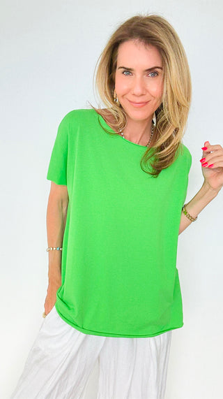 Easy Breezy Italian tee - Neon Green-110 Short Sleeve Tops-Italianissimo-Coastal Bloom Boutique, find the trendiest versions of the popular styles and looks Located in Indialantic, FL