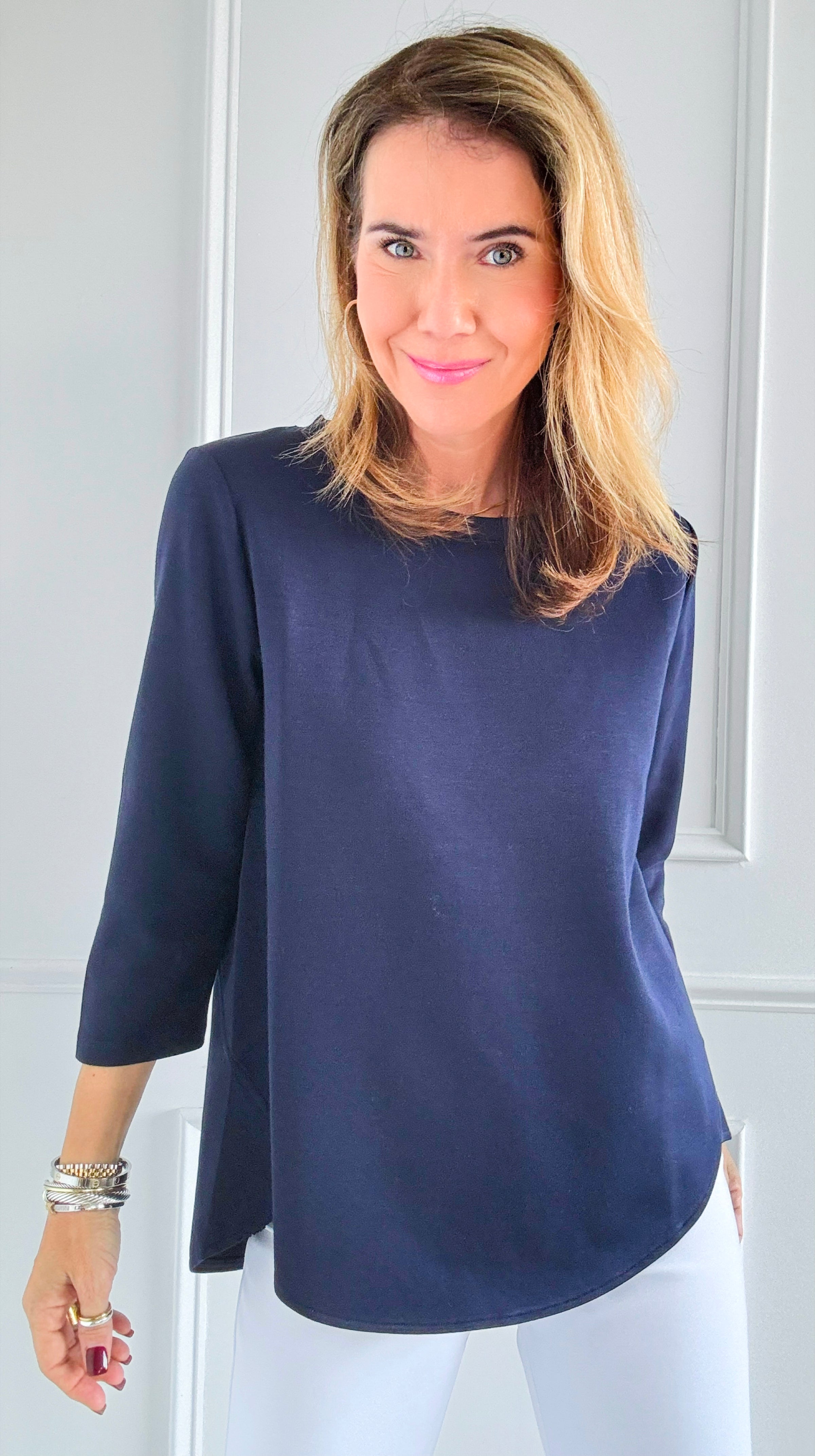 Bold Moves Top - Navy-130 Long Sleeve Tops-Beverly Rose-Coastal Bloom Boutique, find the trendiest versions of the popular styles and looks Located in Indialantic, FL