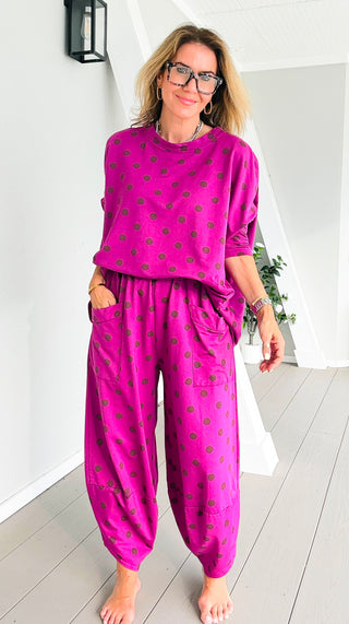 La Spezia Polka Dot Italian Barrel Cotton Set- Magenta