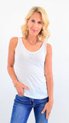 Double Take Scoop Neck Top - White-100 Sleeveless Tops-V6-Coastal Bloom Boutique, find the trendiest versions of the popular styles and looks Located in Indialantic, FL