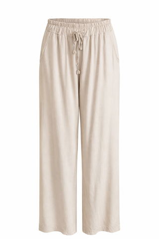 Coastal Calm Drawstring Italian Pant - Beige