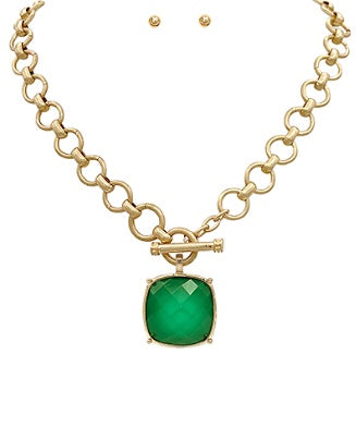 Radiant Glow Pendant Set - Emerald-230 Jewelry-GS JEWELRY-Coastal Bloom Boutique, find the trendiest versions of the popular styles and looks Located in Indialantic, FL