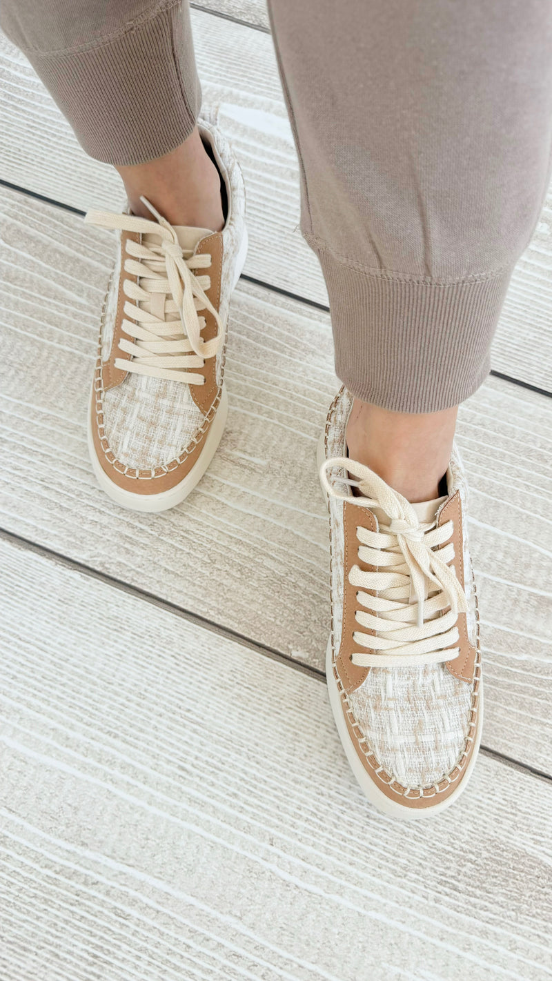 Tweed Luxe Lace-Up Sneakers-250 Shoes-Let's See Style-Coastal Bloom Boutique, find the trendiest versions of the popular styles and looks Located in Indialantic, FL