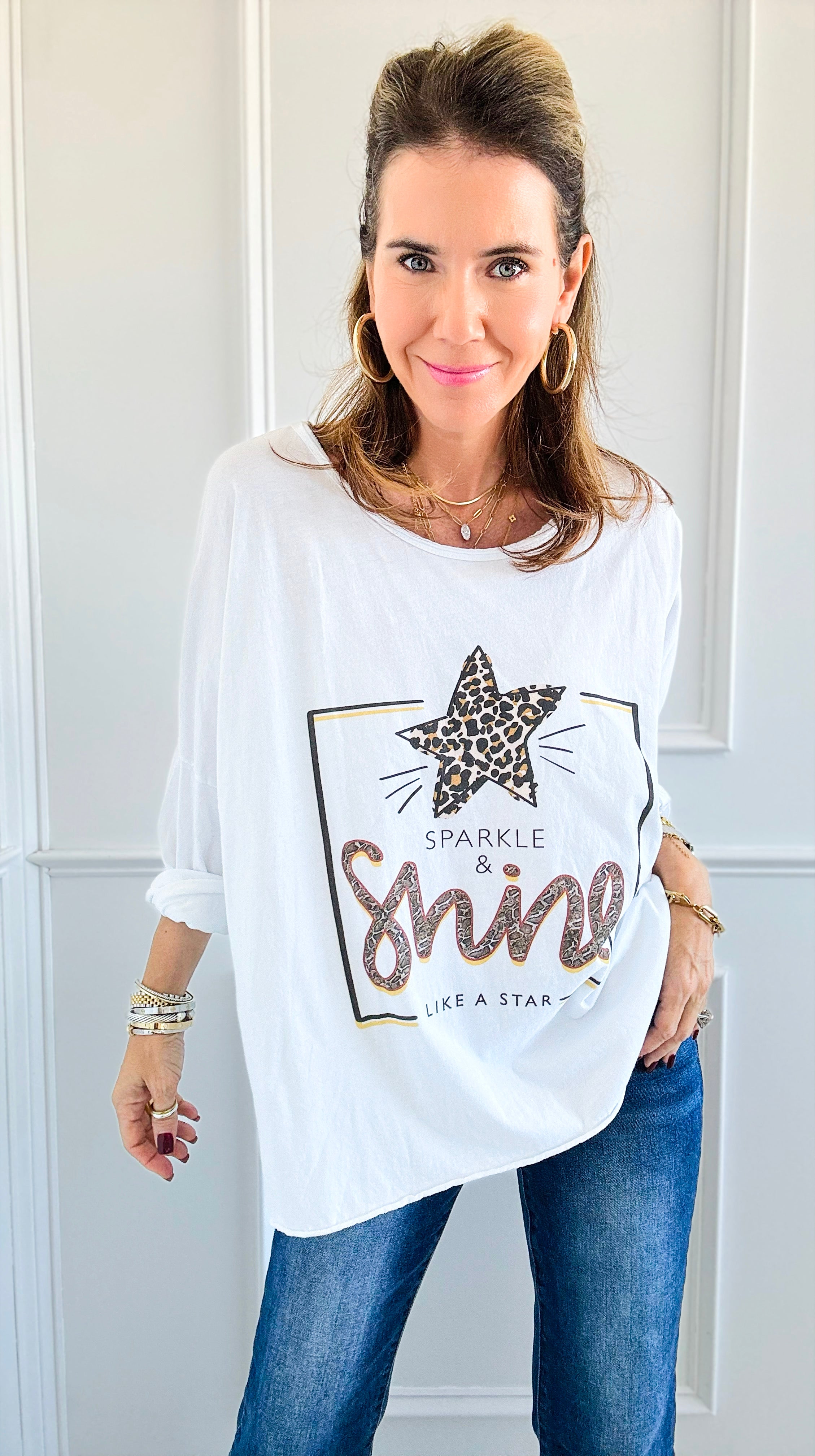 Sparkle & Shine Italian T-Shirt-100 Sleeveless Tops-Italianissimo-Coastal Bloom Boutique, find the trendiest versions of the popular styles and looks Located in Indialantic, FL