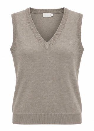 V Neck Sleeveless Sweater - Camel
