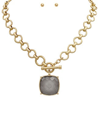 Radiant Glow Pendant - Gray/Gold-230 Jewelry-GS JEWELRY-Coastal Bloom Boutique, find the trendiest versions of the popular styles and looks Located in Indialantic, FL