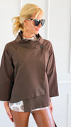 Italian Kaleidoscope Scuba Jacket - Brown-160 Jackets-Italianissimo-Coastal Bloom Boutique, find the trendiest versions of the popular styles and looks Located in Indialantic, FL