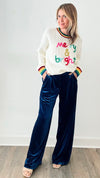 Wide Leg Velvet Pants - Teal Blue-170 Bottoms-&MERCI-Coastal Bloom Boutique, find the trendiest versions of the popular styles and looks Located in Indialantic, FL