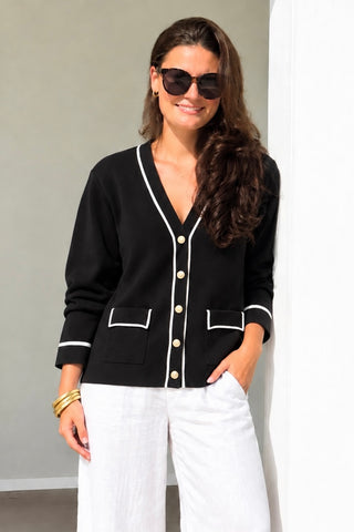 Contrast Trim Cardigan
