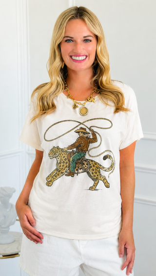 Leopard Cowboy Rodeo Graphic T-Shirt