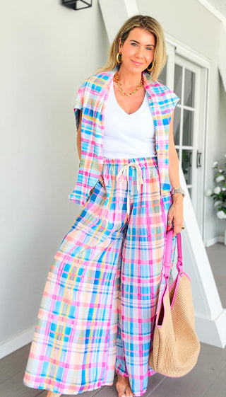 Vibrant Plaid Ibiza Italian Pants