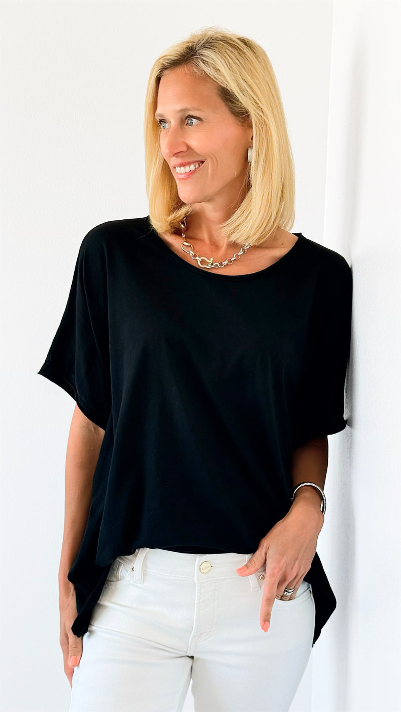 Everyday Italian Relaxed Top-Black-110 short Sleeve Top-Italianissimo-Coastal Bloom Boutique, find the trendiest versions of the popular styles and looks Located in Indialantic, FL