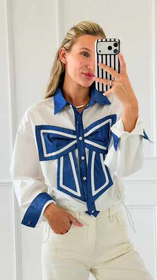 Bow Front Long Sleeve Top