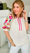 Blooming Neckline Blouse-110 Short Sleeve Tops-THML-Coastal Bloom Boutique, find the trendiest versions of the popular styles and looks Located in Indialantic, FL