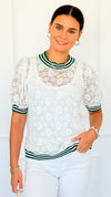 Sporty Muse Floral Lace Top-110 Short Sleeve Tops-oddi-Coastal Bloom Boutique, find the trendiest versions of the popular styles and looks Located in Indialantic, FL