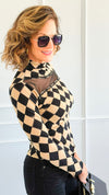 Checkmate Long Sleeve Mesh Top - Taupe-110 Long Sleeve Tops-7Mango7-Coastal Bloom Boutique, find the trendiest versions of the popular styles and looks Located in Indialantic, FL