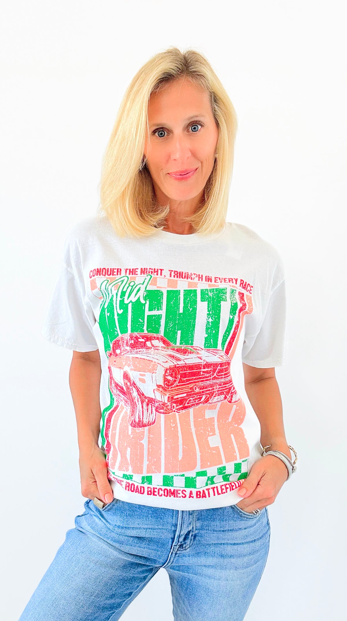 Midnight Racer Cotton Tee-110 short Sleeve Top-Sweet Claire-Coastal Bloom Boutique, find the trendiest versions of the popular styles and looks Located in Indialantic, FL