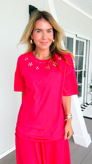 Starlet Sparkle Italian Tee- Washed Red