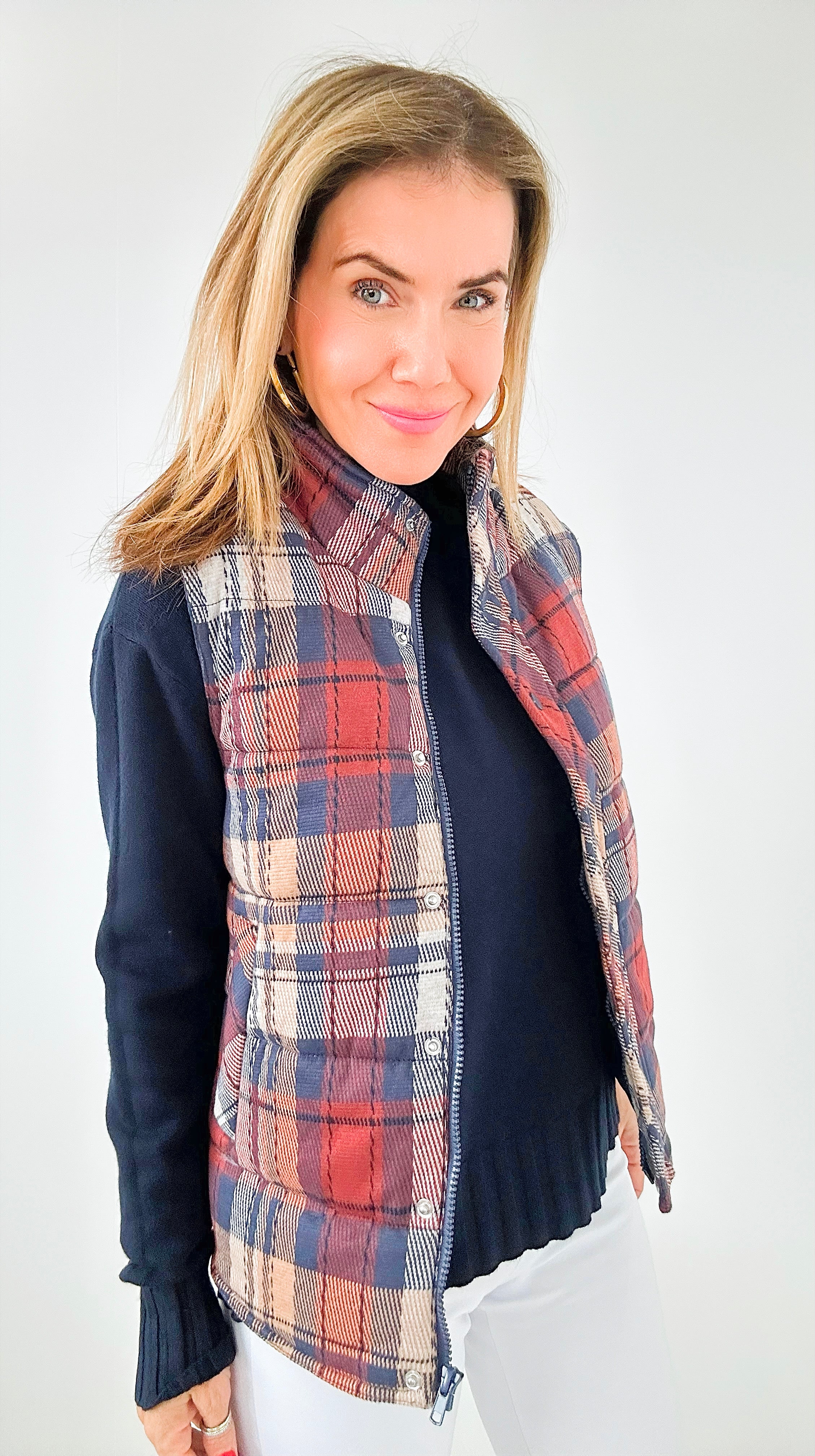 Highland Plaid Puffer Vest-160 Jackets-Staccato-Coastal Bloom Boutique, find the trendiest versions of the popular styles and looks Located in Indialantic, FL