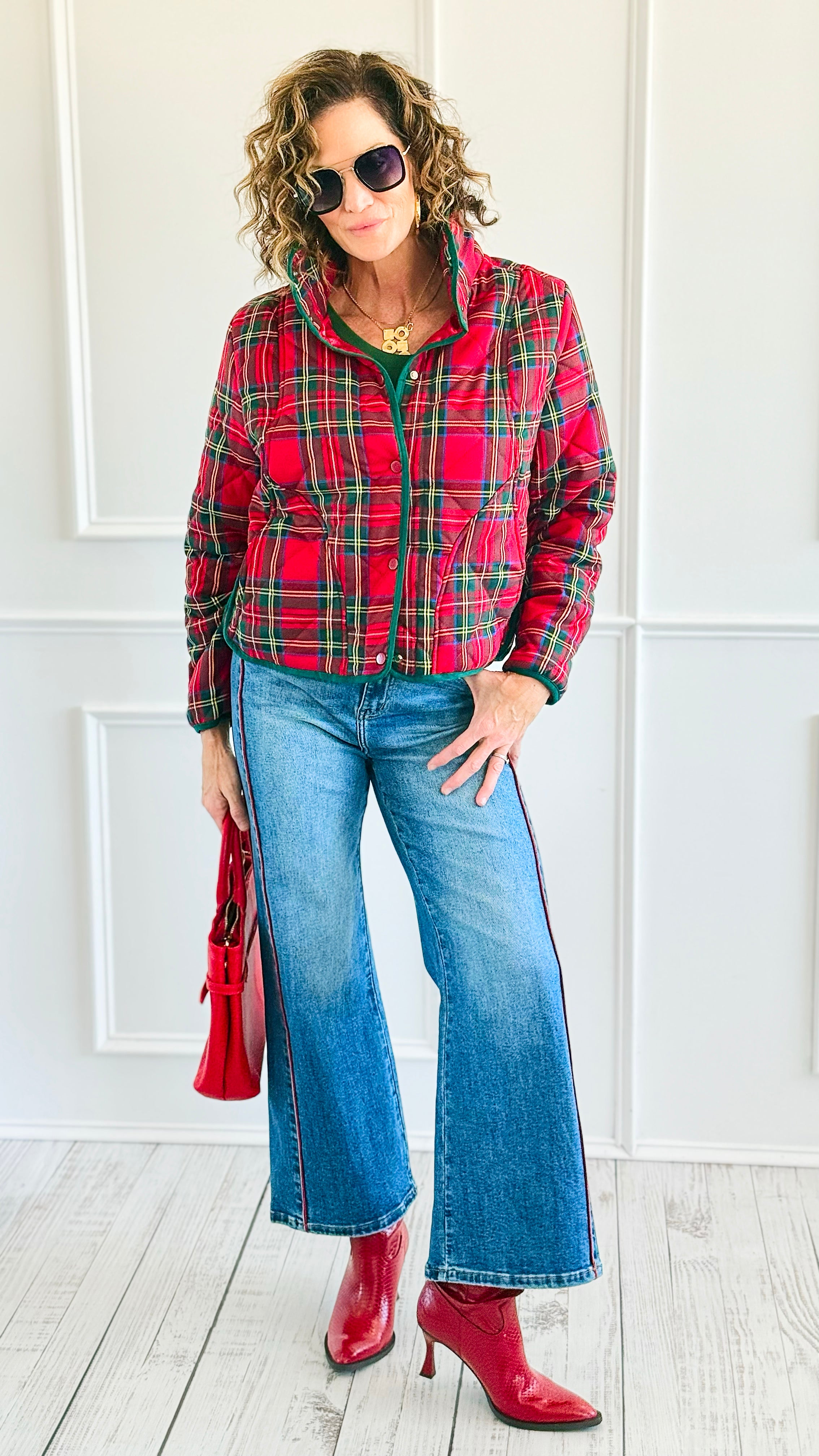 Holly Jolly Snap Front Jacket-160 Jackets-BIBI-Coastal Bloom Boutique, find the trendiest versions of the popular styles and looks Located in Indialantic, FL