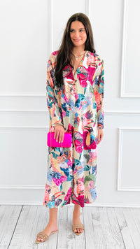 Feathered Mosaic Italian Long Dress-200 dresses/jumpsuits/rompers-CLEAR S-Coastal Bloom Boutique, find the trendiest versions of the popular styles and looks Located in Indialantic, FL