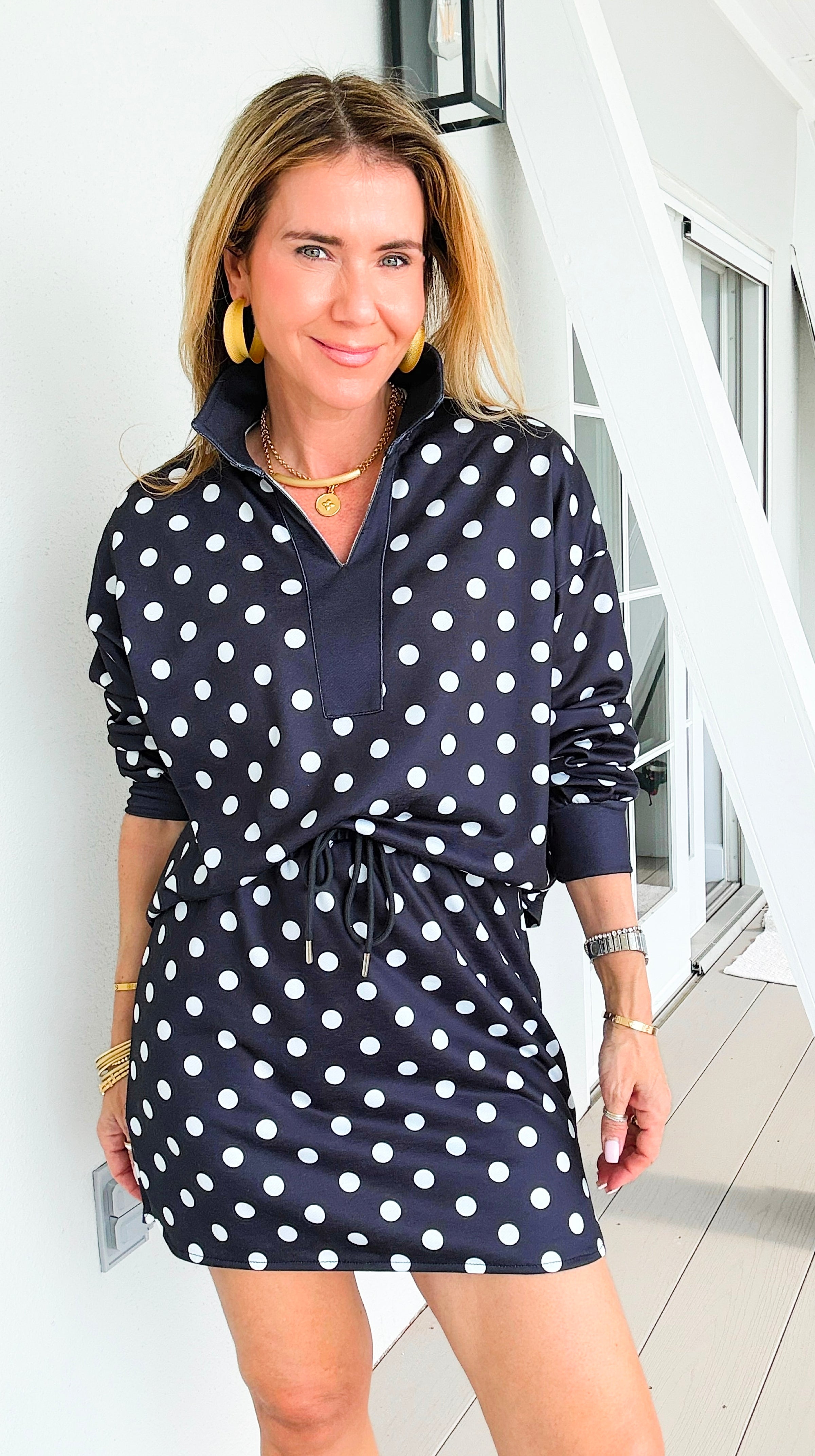 Whimsical Polka Whisper Two-Piece Set - Black