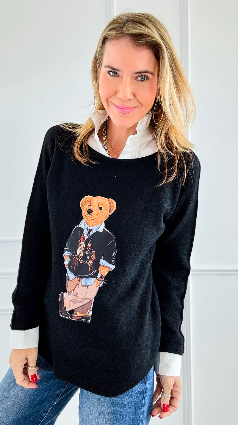 Jerry The Bear Italian Pullover- Black-140 Sweaters-Italianissimo-Coastal Bloom Boutique, find the trendiest versions of the popular styles and looks Located in Indialantic, FL