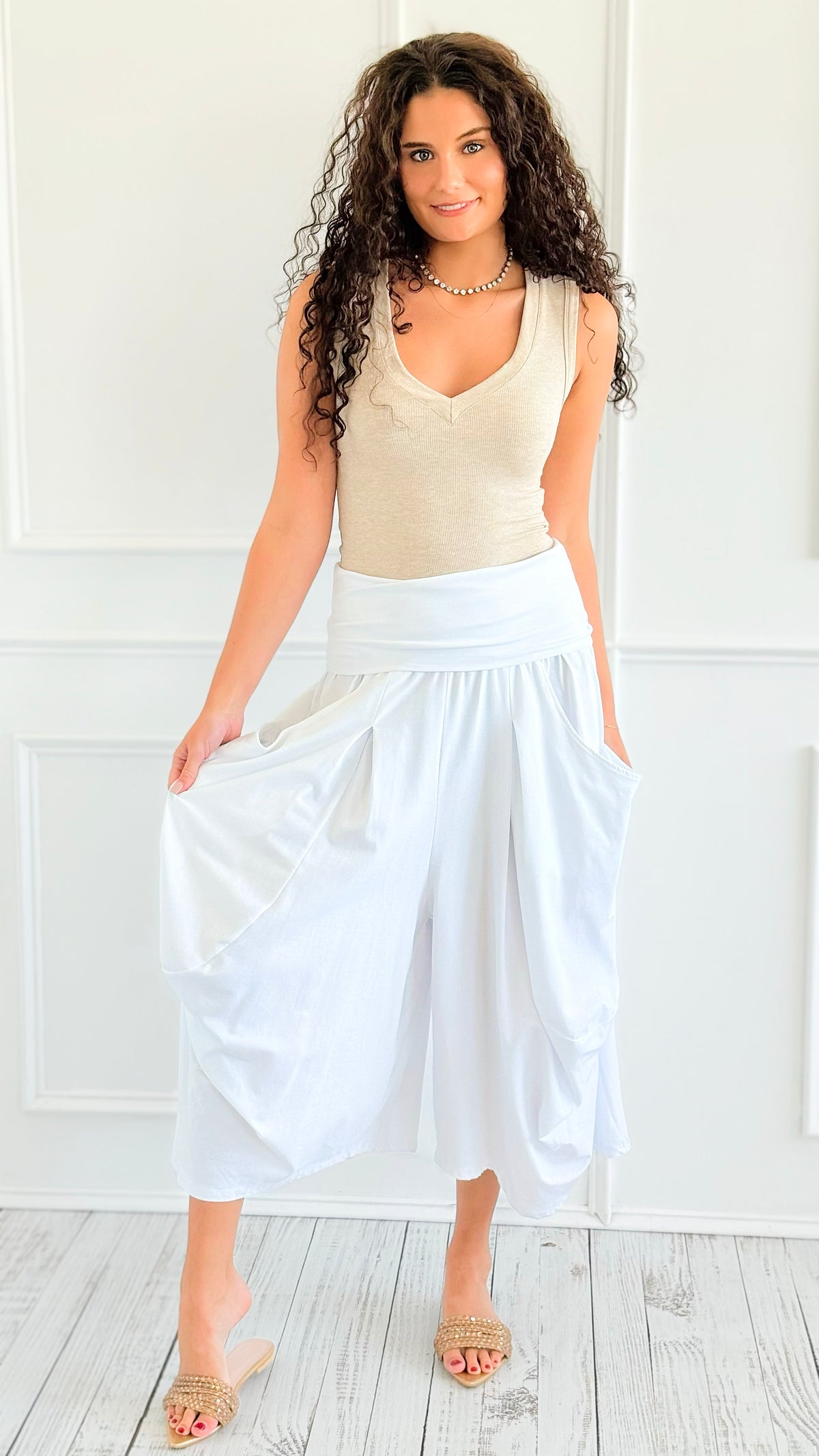 Lounge Nomad Italian Pant- White-100 Pants-CLEAR S/ SENORITA C-Coastal Bloom Boutique, find the trendiest versions of the popular styles and looks Located in Indialantic, FL