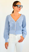 Button Down Embroidery Cardigan Sweater-140 Sweaters-Rousseau-Coastal Bloom Boutique, find the trendiest versions of the popular styles and looks Located in Indialantic, FL