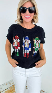 Nutcracker Parade Sweater Vest - Black-140 Sweaters-Peach Love California-Coastal Bloom Boutique, find the trendiest versions of the popular styles and looks Located in Indialantic, FL