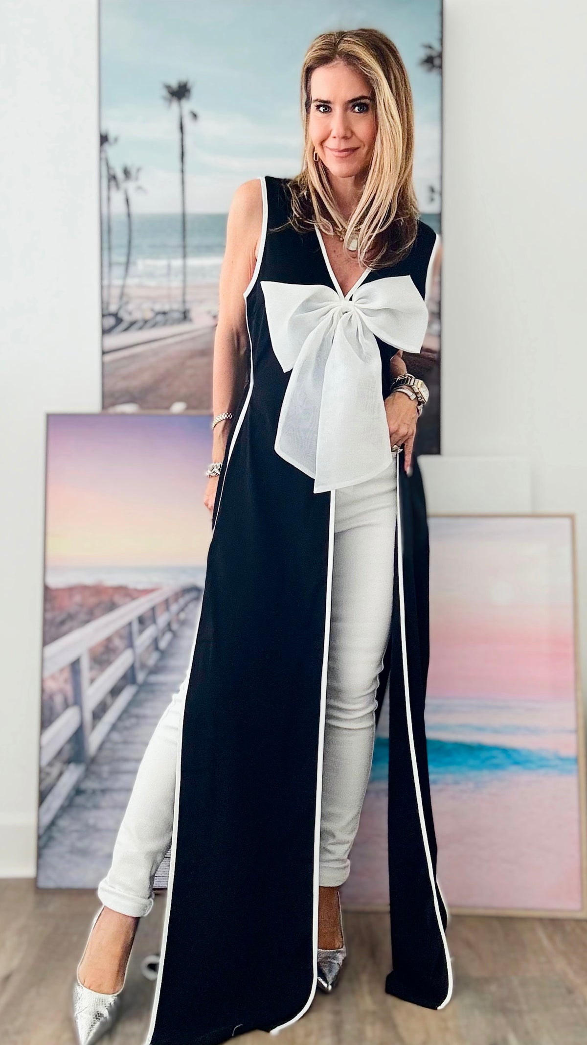 Timeless Duo Bow Top - Black-100 Sleeveless Tops-Valentine-Coastal Bloom Boutique, find the trendiest versions of the popular styles and looks Located in Indialantic, FL
