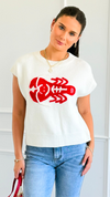Lobster Embroidered Vest-150 Cardigans/Layers-Dreamers-Coastal Bloom Boutique, find the trendiest versions of the popular styles and looks Located in Indialantic, FL