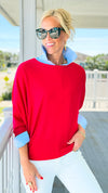 Everyday Essentials Horizontal Rib Top - Ruby-110 Long Sleeve Tops-Zenana-Coastal Bloom Boutique, find the trendiest versions of the popular styles and looks Located in Indialantic, FL
