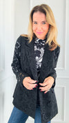 Midnight Lace Blazer-160 Jackets-Rousseau-Coastal Bloom Boutique, find the trendiest versions of the popular styles and looks Located in Indialantic, FL