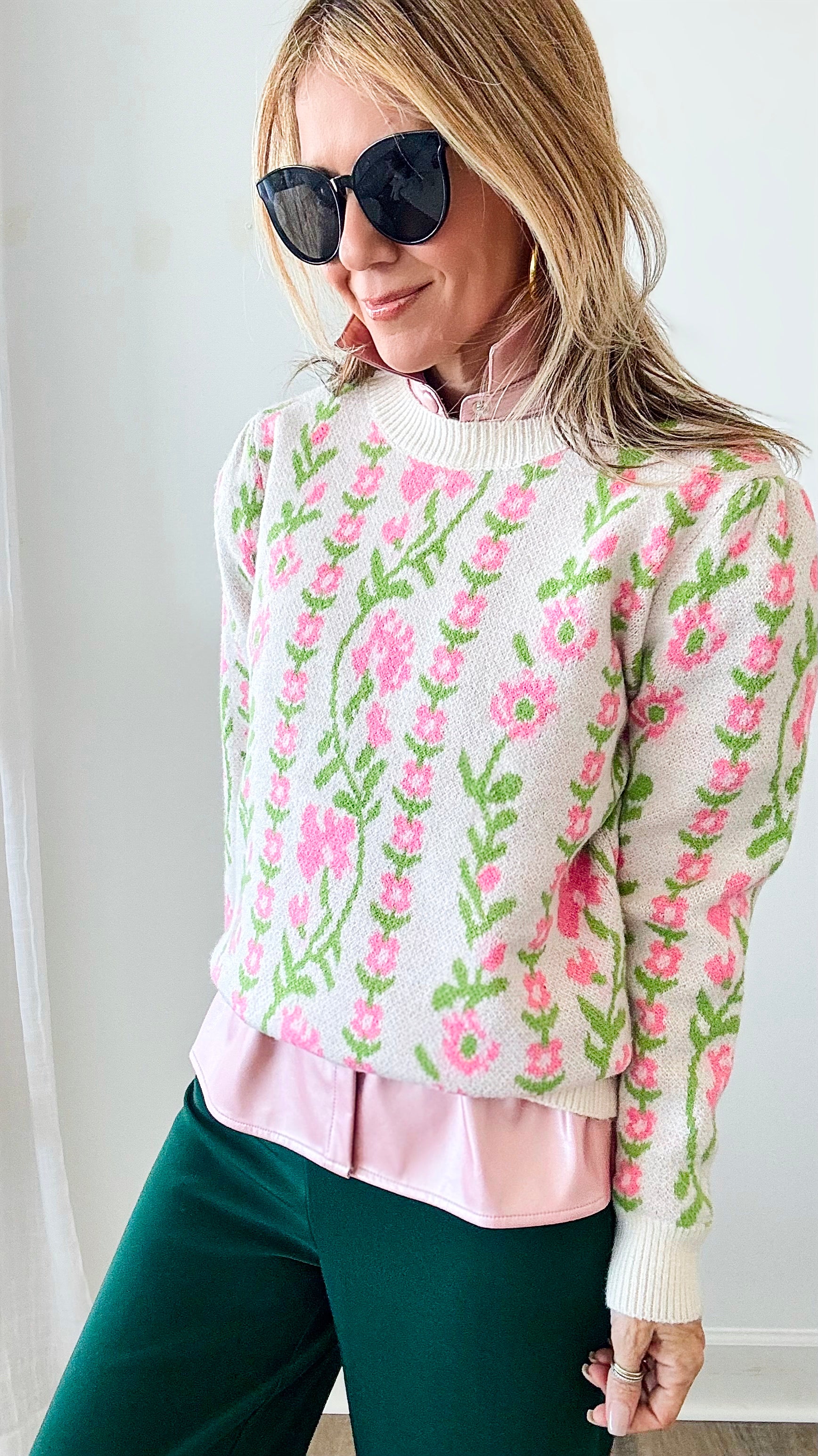 Pocket of Daisies Pullover Sweater - Ivory-140 Sweaters-&MERCI-Coastal Bloom Boutique, find the trendiest versions of the popular styles and looks Located in Indialantic, FL