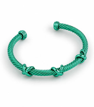 Triple X Cable Twist Cuff  Bracelet - Metalic Green