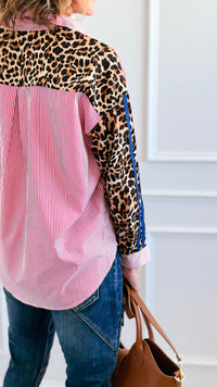 Wild Remix Button Down Top-110 Long Sleeve Tops-JODIFL-Coastal Bloom Boutique, find the trendiest versions of the popular styles and looks Located in Indialantic, FL