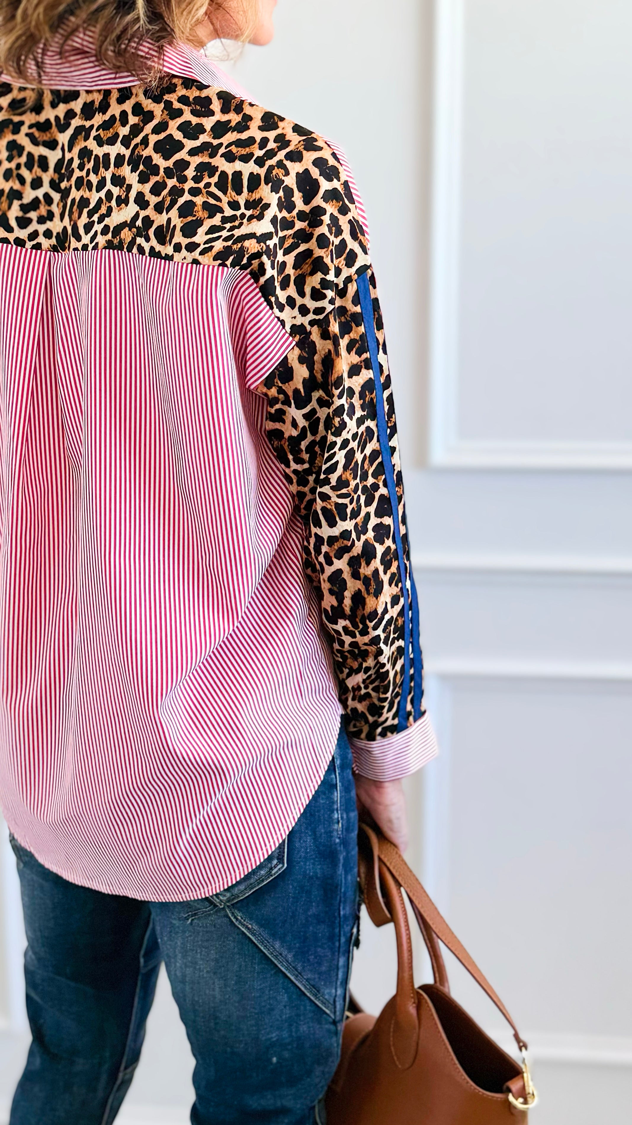 Wild Remix Button Down Top-110 Long Sleeve Tops-JODIFL-Coastal Bloom Boutique, find the trendiest versions of the popular styles and looks Located in Indialantic, FL