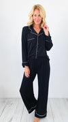 Dreamy Nights Pajama Set - Black-210 Loungewear/Sets-Zenana-Coastal Bloom Boutique, find the trendiest versions of the popular styles and looks Located in Indialantic, FL