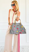 Patch Perfect Italian Tote Bag- Grey-240 Bags-DEDA SRL-Coastal Bloom Boutique, find the trendiest versions of the popular styles and looks Located in Indialantic, FL