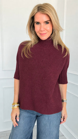 Break Free Italian Sweater Top - Merlot