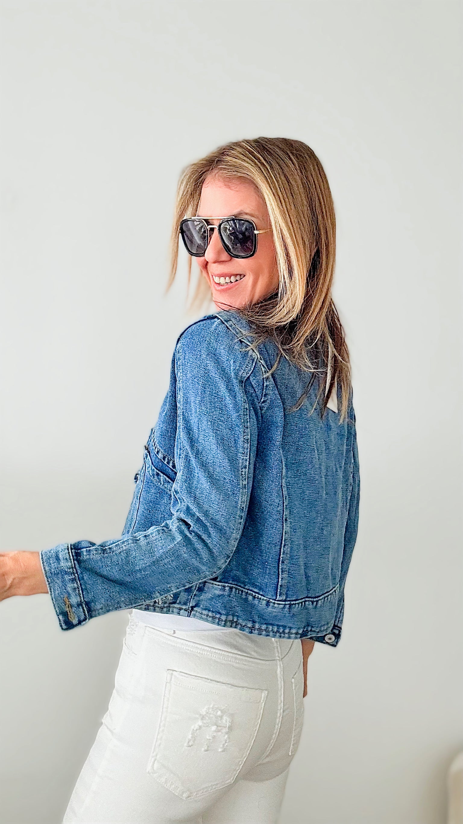 Butterfly Embroidered Denim Jacket-160 Jackets-Chasing Bandits-Coastal Bloom Boutique, find the trendiest versions of the popular styles and looks Located in Indialantic, FL