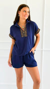 Weekend Mood Leopard Trim Set-210 Loungewear/sets-she + sky-Coastal Bloom Boutique, find the trendiest versions of the popular styles and looks Located in Indialantic, FL