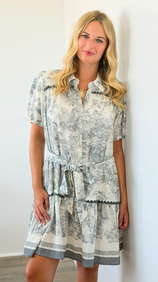 Soft Sketch Tie Waist Dress