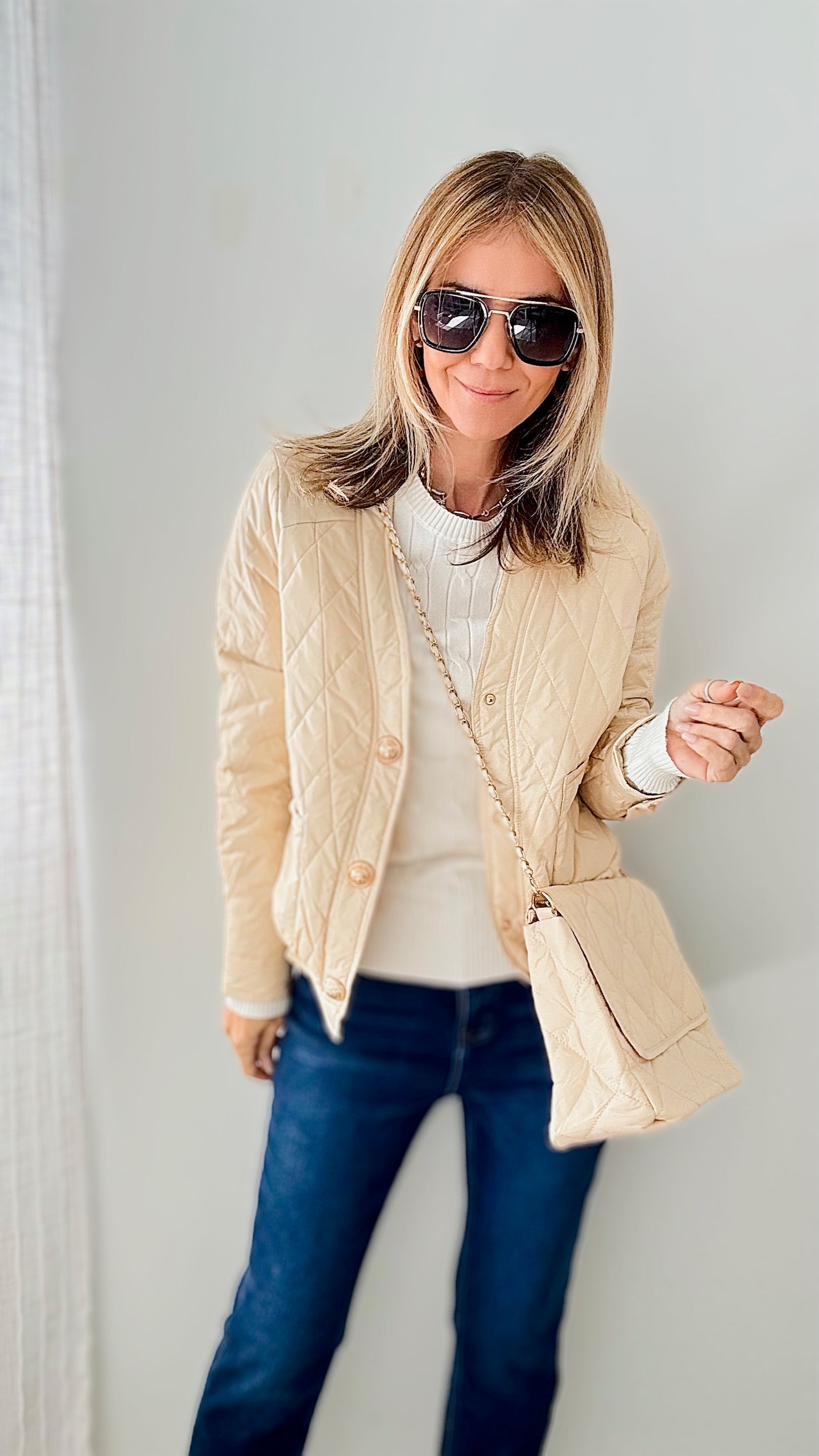 Puffer Jacket & Matching Bag - Beige-JOH APPAREL-Coastal Bloom Boutique, find the trendiest versions of the popular styles and looks Located in Indialantic, FL