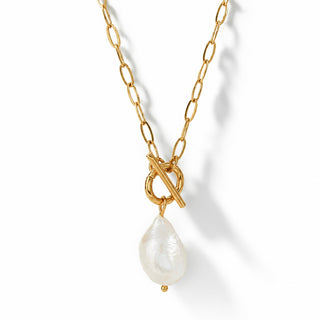 Pearl Drop Toggle Chain Necklace